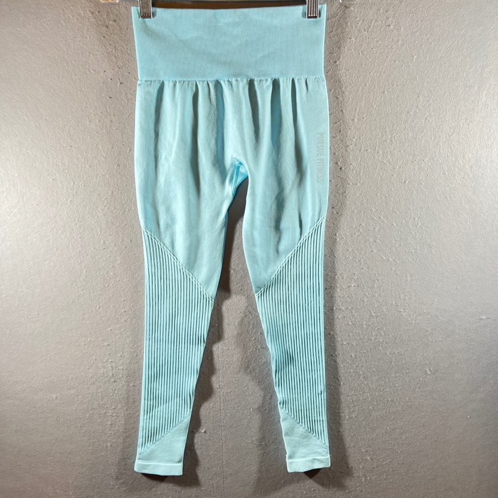762 | Pursue Fitness Seamless High Waisted Leggings Blue Womens XS